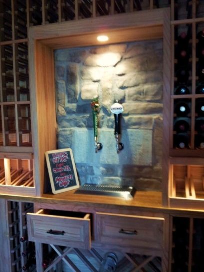 Custom Wine Cellar with Beer Taps Built by a Creative Designer in Austin