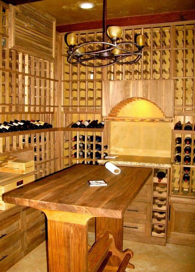 Custom Wine Cellar with Stylish Wood Wine Racks Completed by a Top-Notch Designer and Builder in Austin